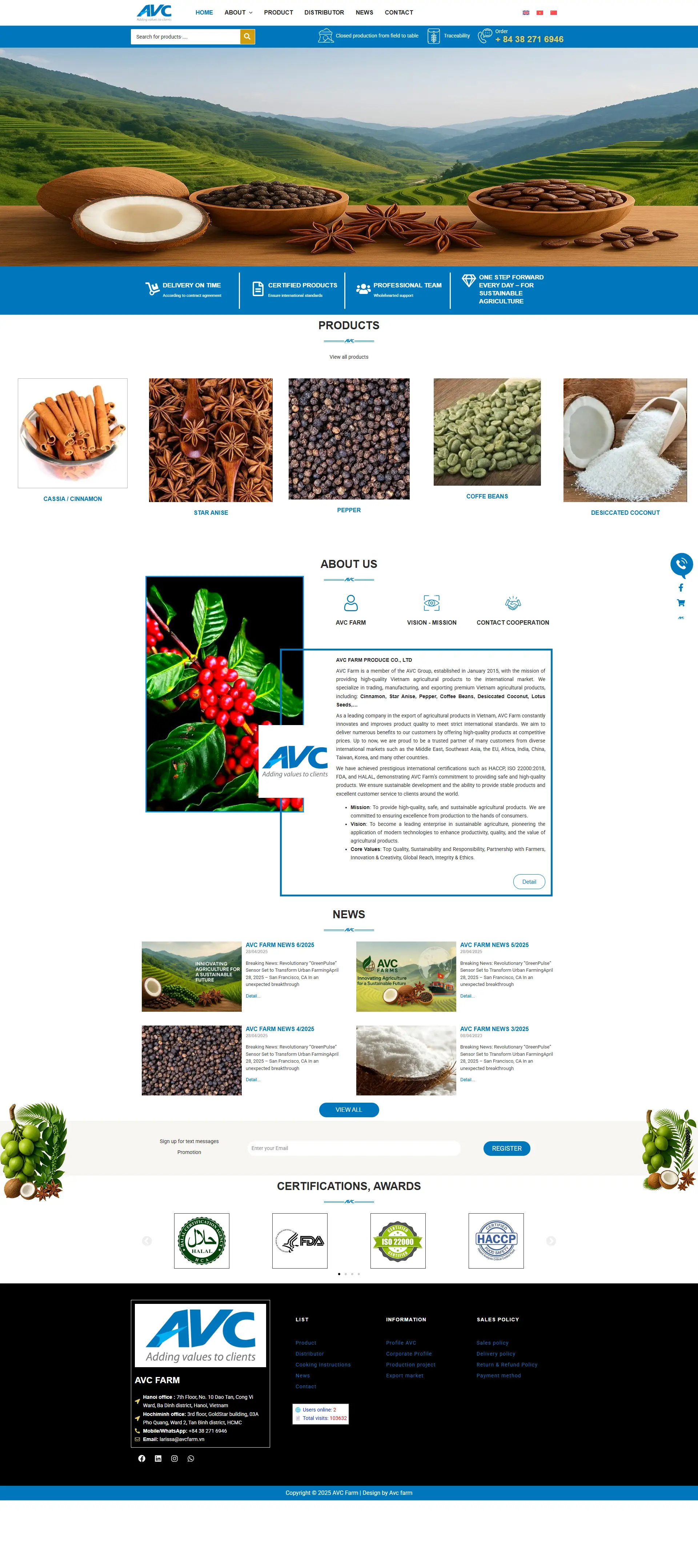 Giới thiệu Dự án Website AVC Farm